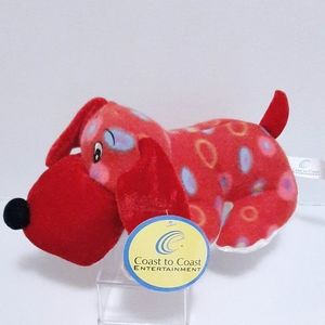 Coast To Coast NWT 9" Red/Multicolored Dotted Floppy Ear Plush Animal Dog